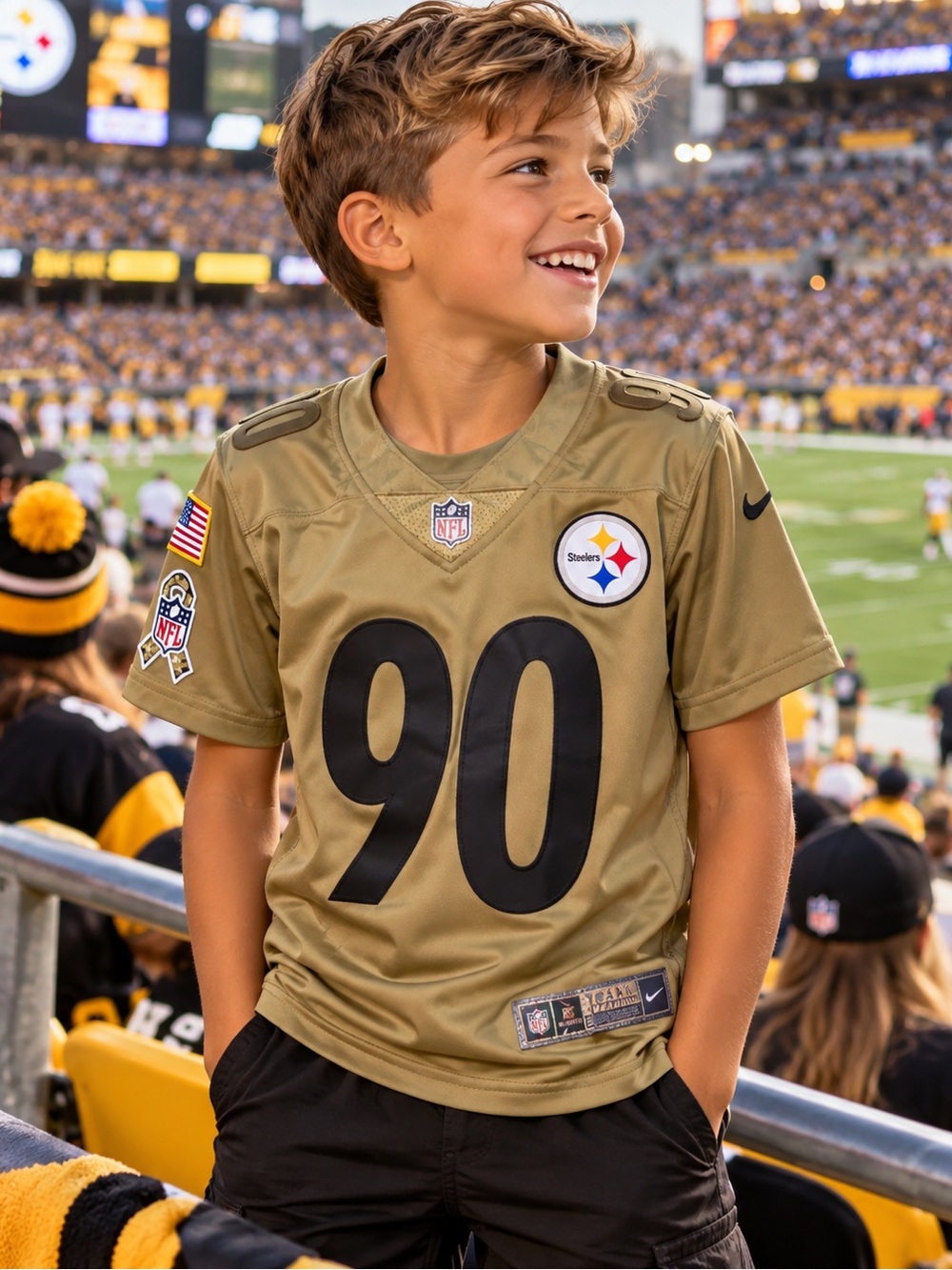 Nike Pittsburgh Steelers TJ Watt Salute to Service Camo Jersey Youth Small S 8